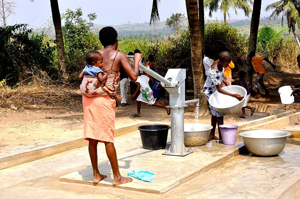 Water pump showing community infrastructure