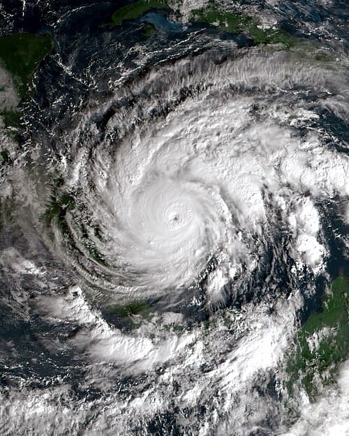 Hurricane Iota showing extreme weather events